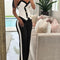 Women'S Sexy Double Breasted Chain Strap Cami Top & Casual High Waist Leg Pants Set Female Fashion Trousers Sets 2 Piece Outfits