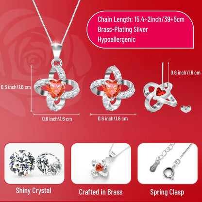 Eternal Rose with Necklace Earrings Set Birthday Gifts for Women Mom Preserved Real Flowers Mothers Day Valentines Day Gifts Anniversary Jewelry Sets for Women Grandma Wife Girlfriend Her (Purple)